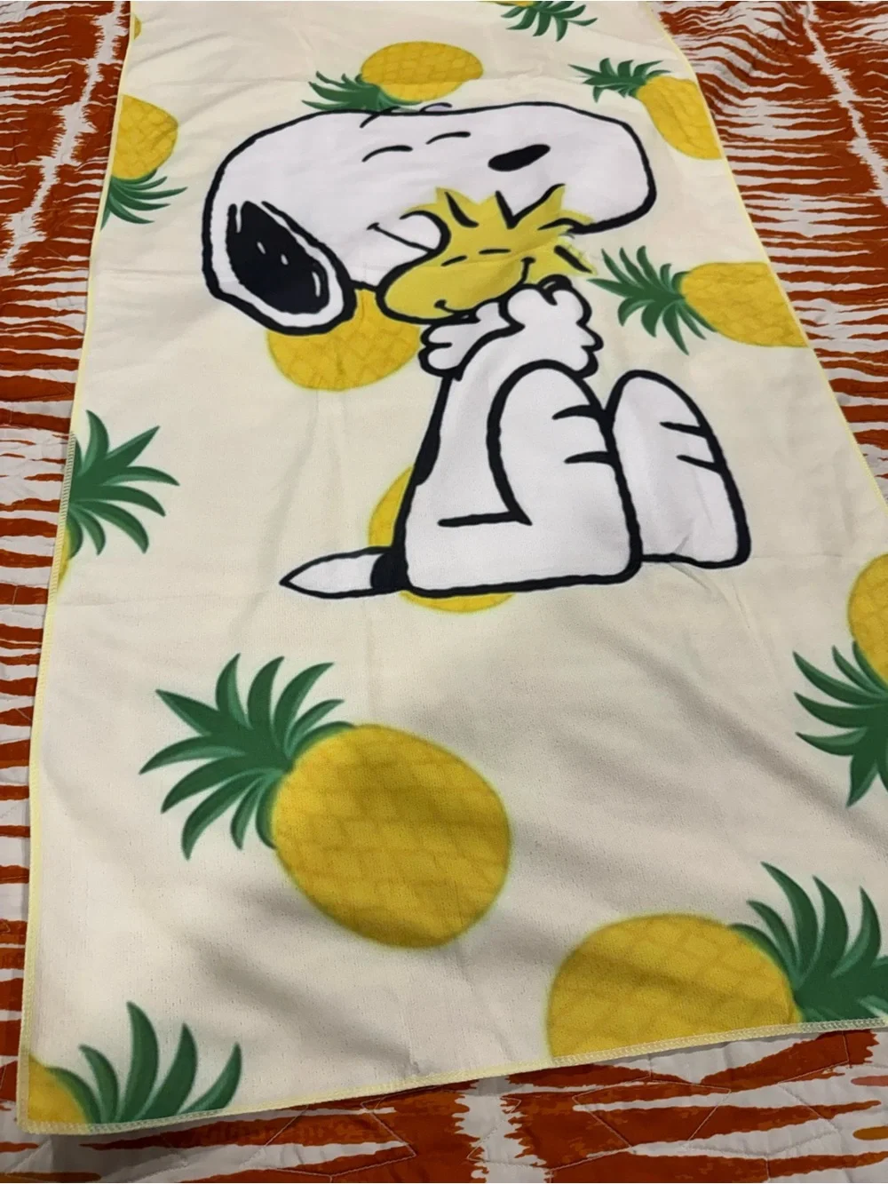 Snoopy Pineapple Beach Towel - Yellow & White